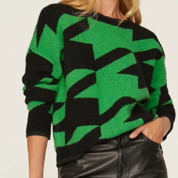 Central Park West Sweaters - Central Park West Green and Black Blanche Sweater